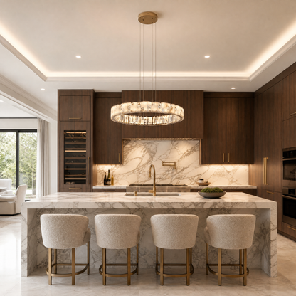 Isaen Crystal&Alabaster Round Ring Chandelier
