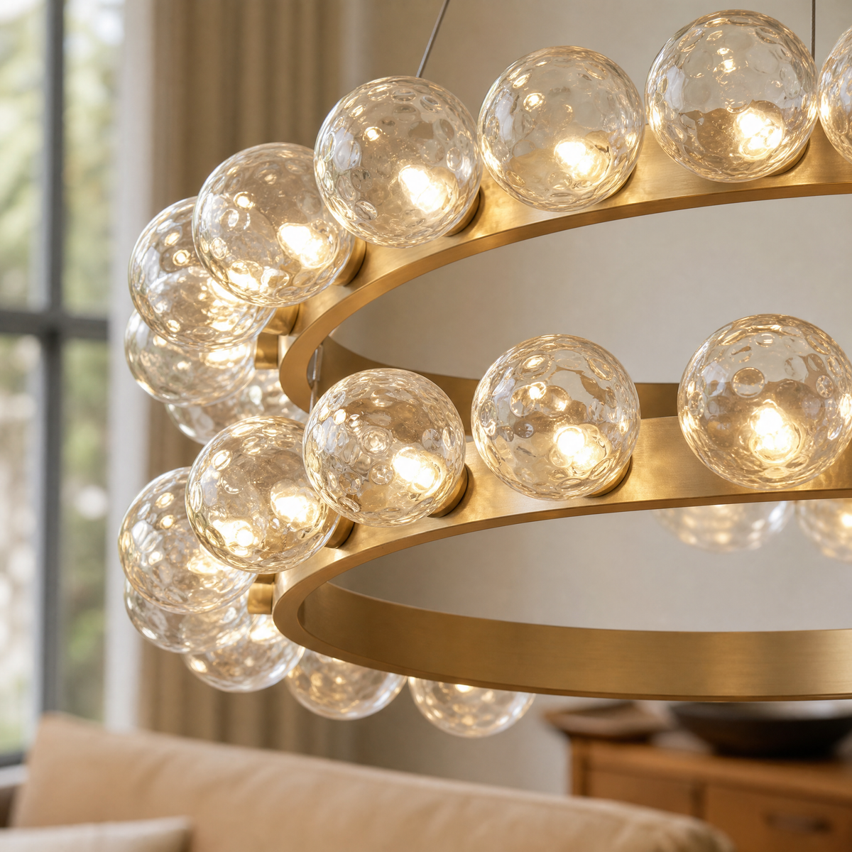 Kaien Bubbles Nested Glass Chandelier 39"