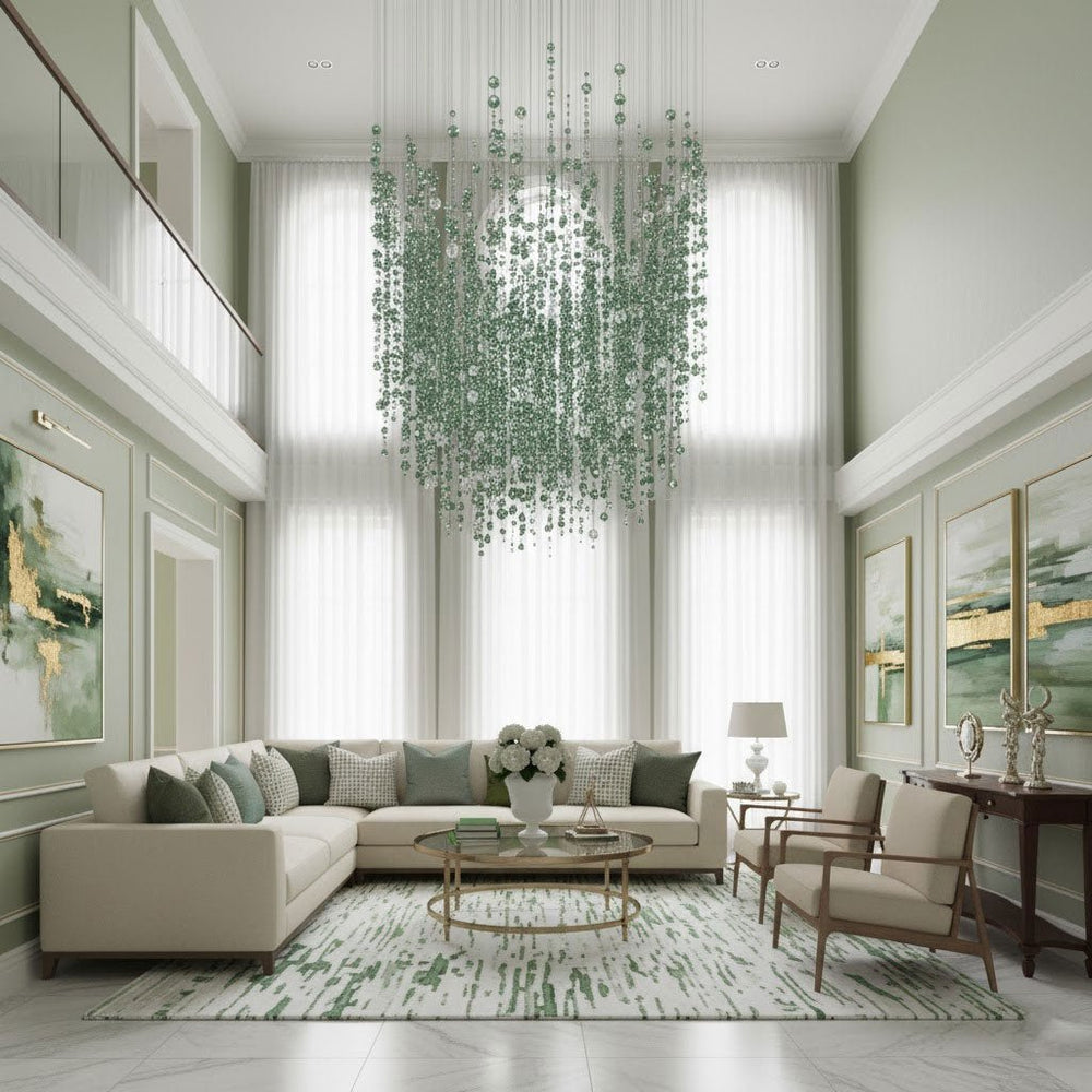 Galaxy Emerald Rainfall Meteor Shower Crystal Spiral Chandelier