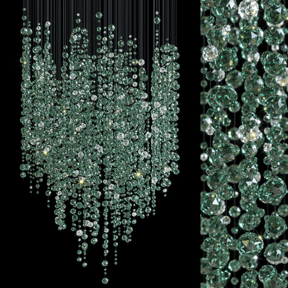 Galaxy Emerald Rainfall Meteor Shower Crystal Spiral Chandelier