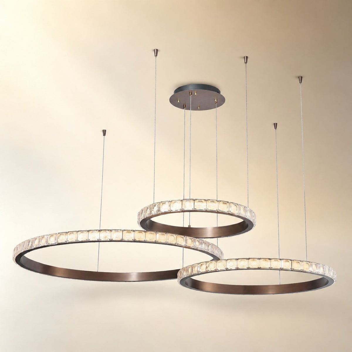 Evelan Triple-Ring Crystal Chandelier