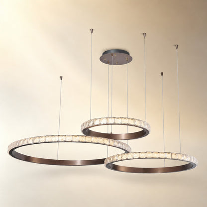Evelan Triple-Ring Crystal Chandelier