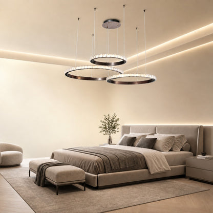 Evelan Triple-Ring Crystal Chandelier