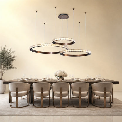 Evelan Triple-Ring Crystal Chandelier