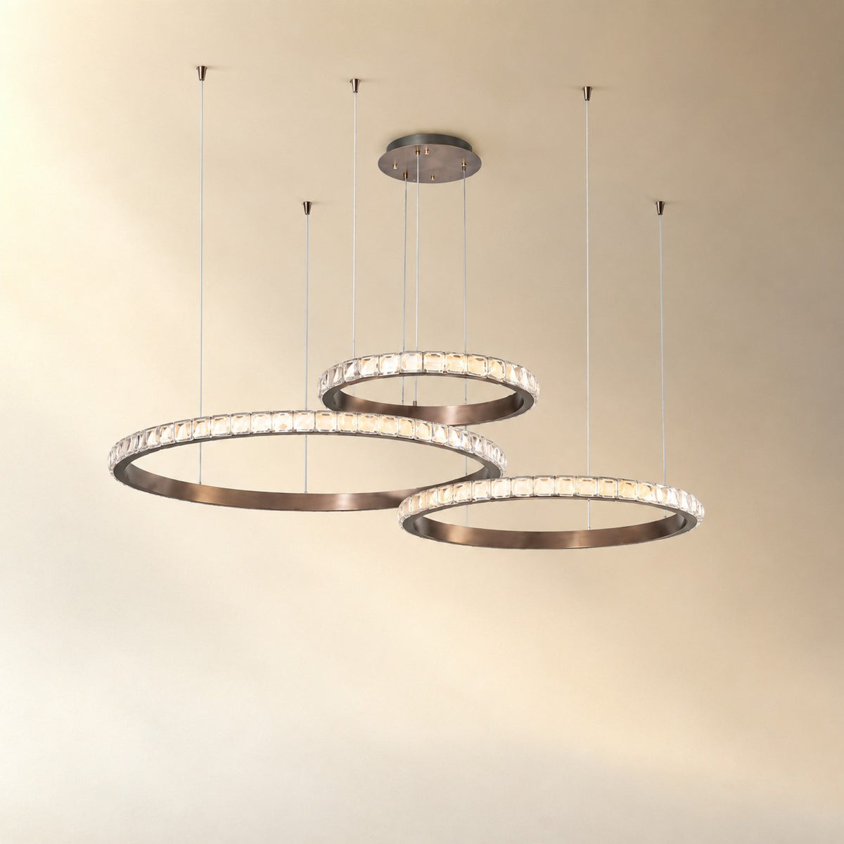 Evelan Triple-Ring Crystal Chandelier