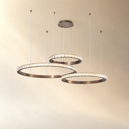 Evelan Triple-Ring Crystal Chandelier