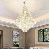 Extra Large Customization Decorative Crystal Chandelier Foyer Hall Ceiling Light Fixture For Hotel Villa Staircase In Gold/ Chrome