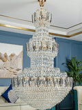 Extra Large Round Crystal Chandelier Luxury Foyer High Ceiling Light Fixture For Living Room/ Hotel Hall Entrance