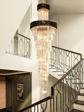 Extra Large Vertical Long Crystal Foyer Hallway Chandelier