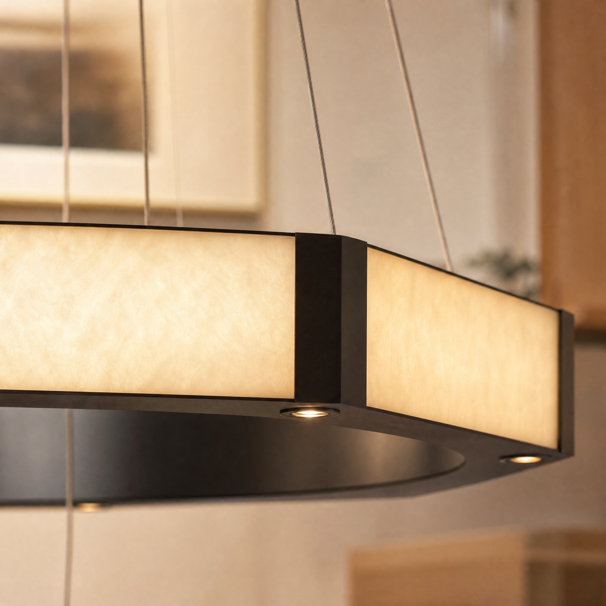 Oroen Hexagonal Black Ring Chandelier