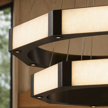 Oroen Hexagonal Black Ring Chandelier