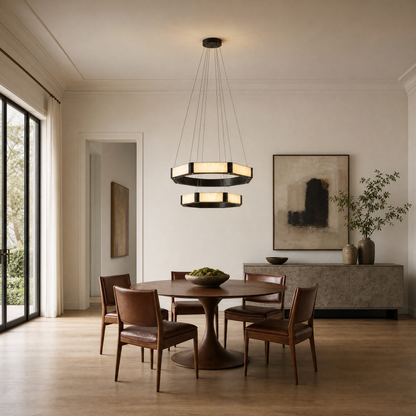 Oroen Hexagonal Black Ring Chandelier