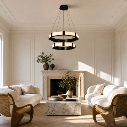 Oroen Hexagonal Black Ring Chandelier