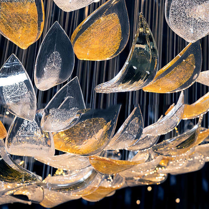 Floating Leaves Meteor Shower Crystal Spiral Chandelier