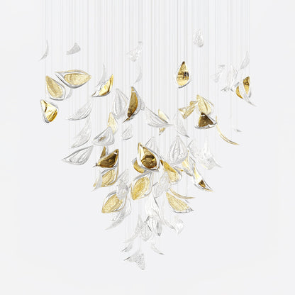 Floating Leaves Meteor Shower Crystal Spiral Chandelier