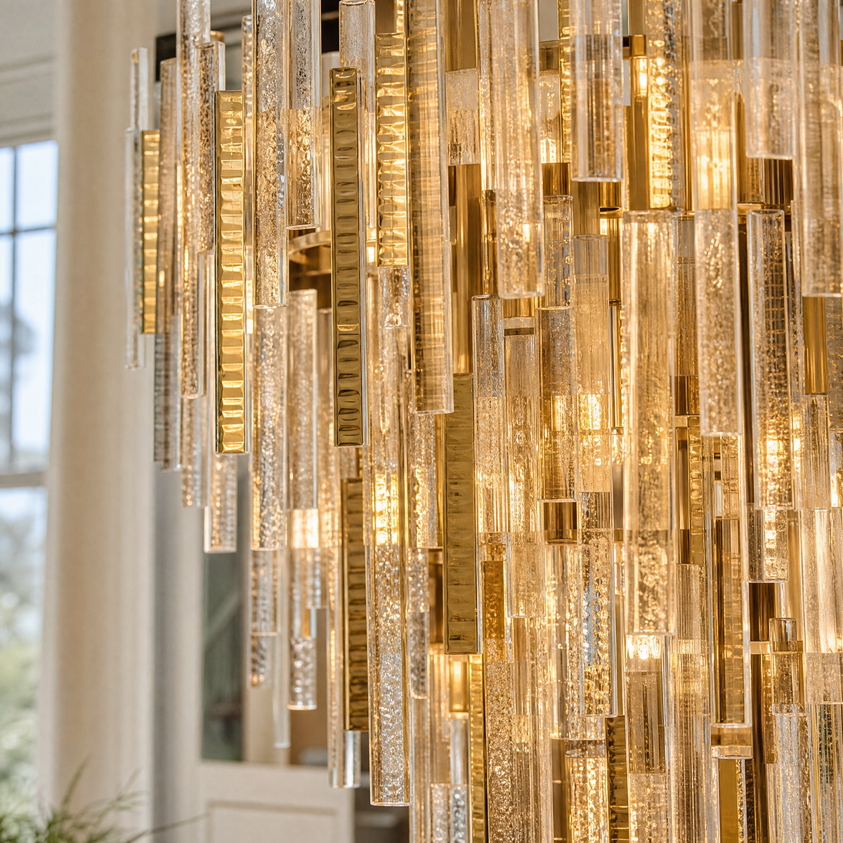 Aelia Textured Glass Round Chandelier