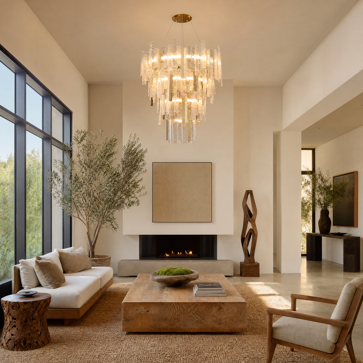 Aelia Textured Glass Round Chandelier