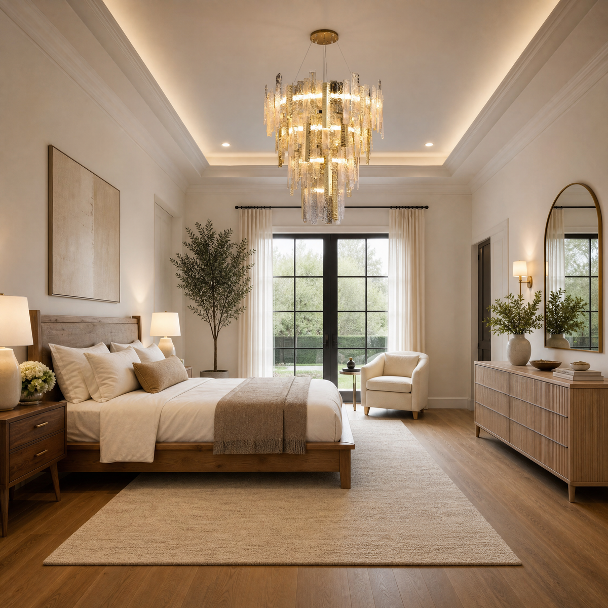 Aelia Textured Glass Round Chandelier
