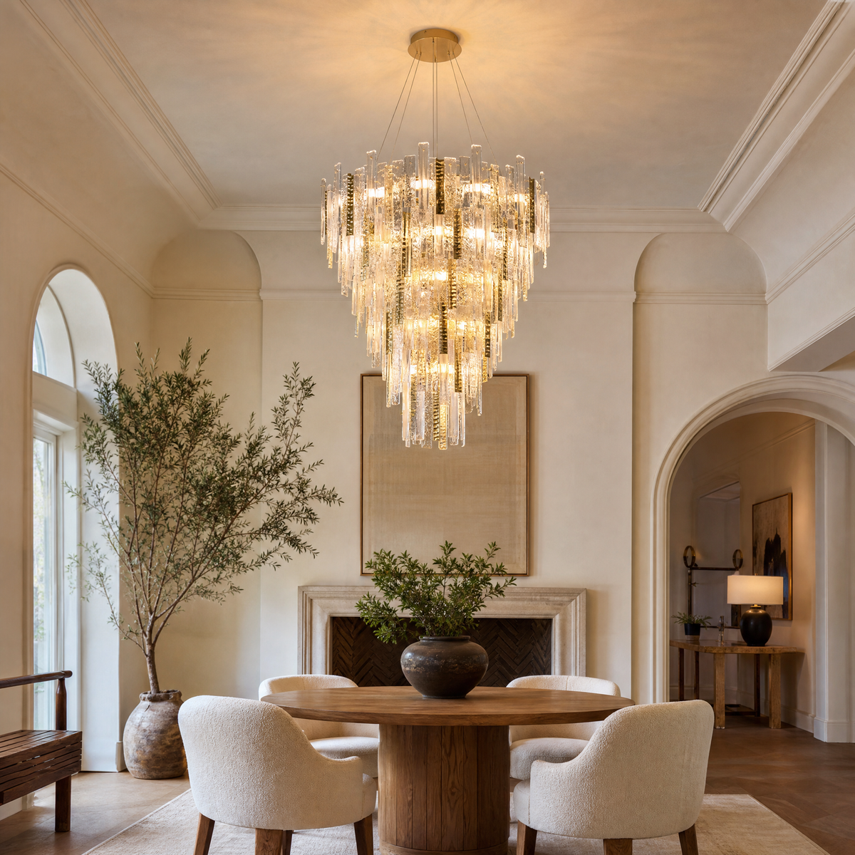 Aelia Textured Glass Round Chandelier