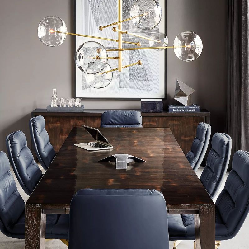 Glass Ball 6-stem Chandelier 55"