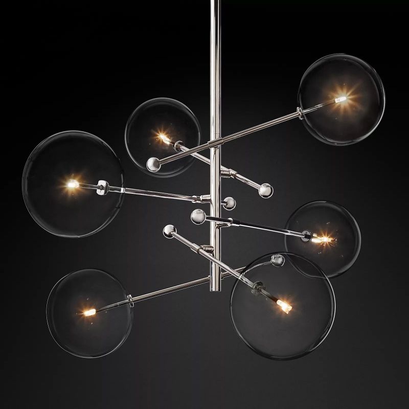 Glass Ball 6-stem Chandelier 55"
