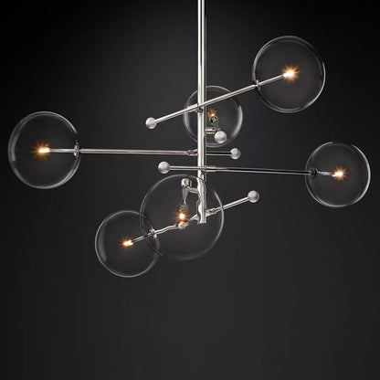 Glass Ball 6-stem Chandelier 55"