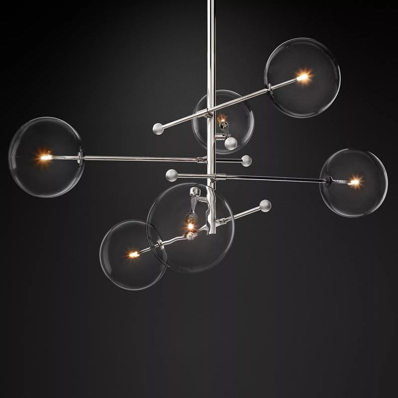 Glass Ball 6-stem Chandelier 55"
