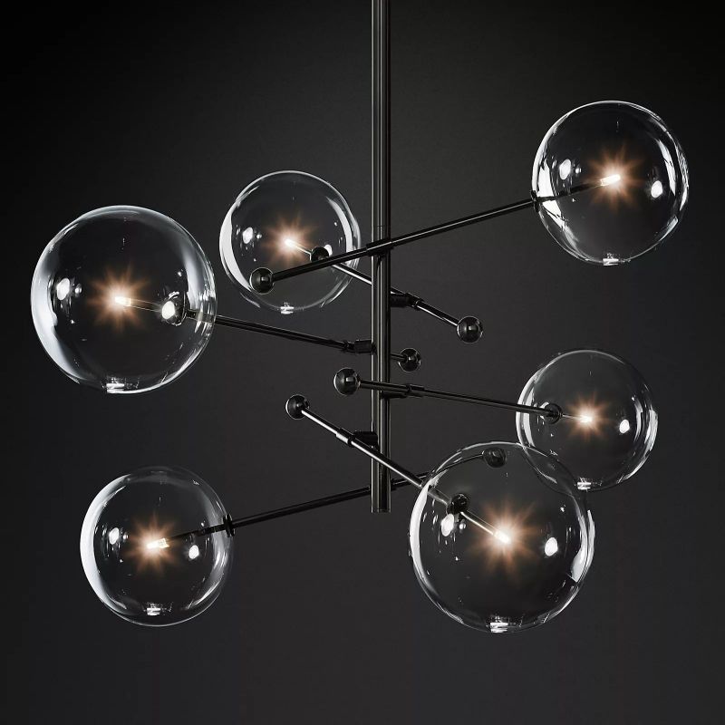 Glass Ball 6-stem Chandelier 55"