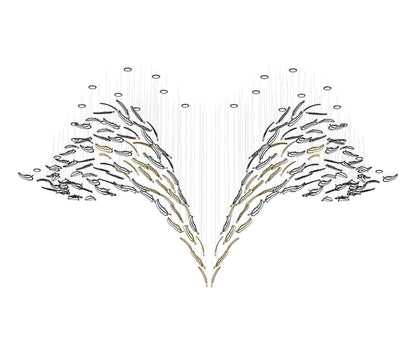Galaxy Glass Feathers Flying Chandelier