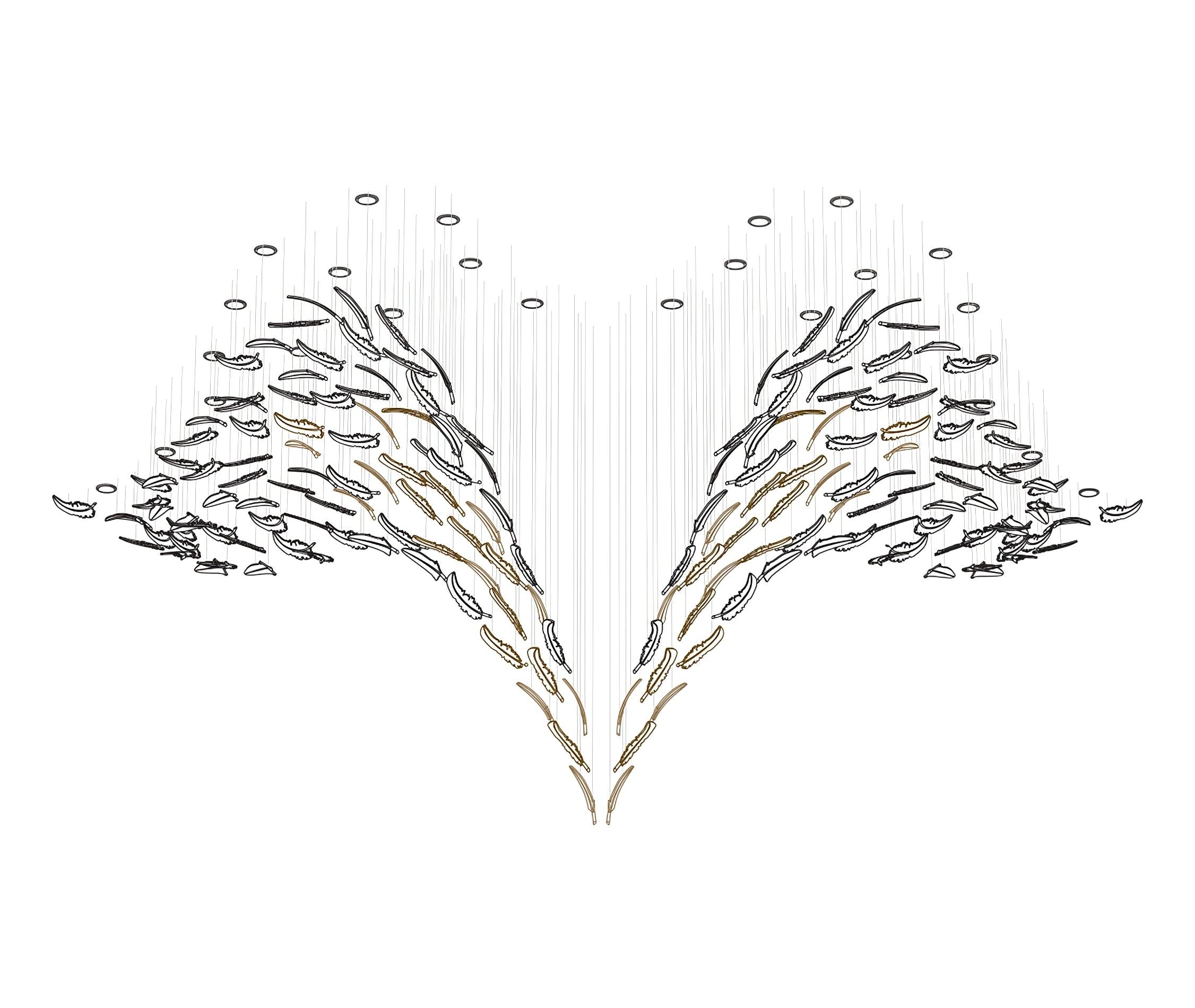 Galaxy Glass Feathers Flying Chandelier