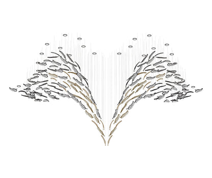 Galaxy Glass Feathers Flying Chandelier