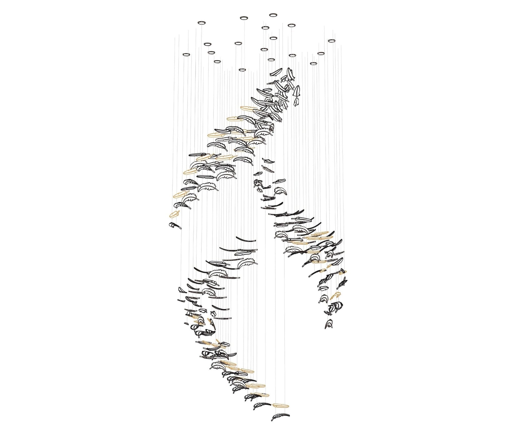 Galaxy Glass Feathers Flying Chandelier