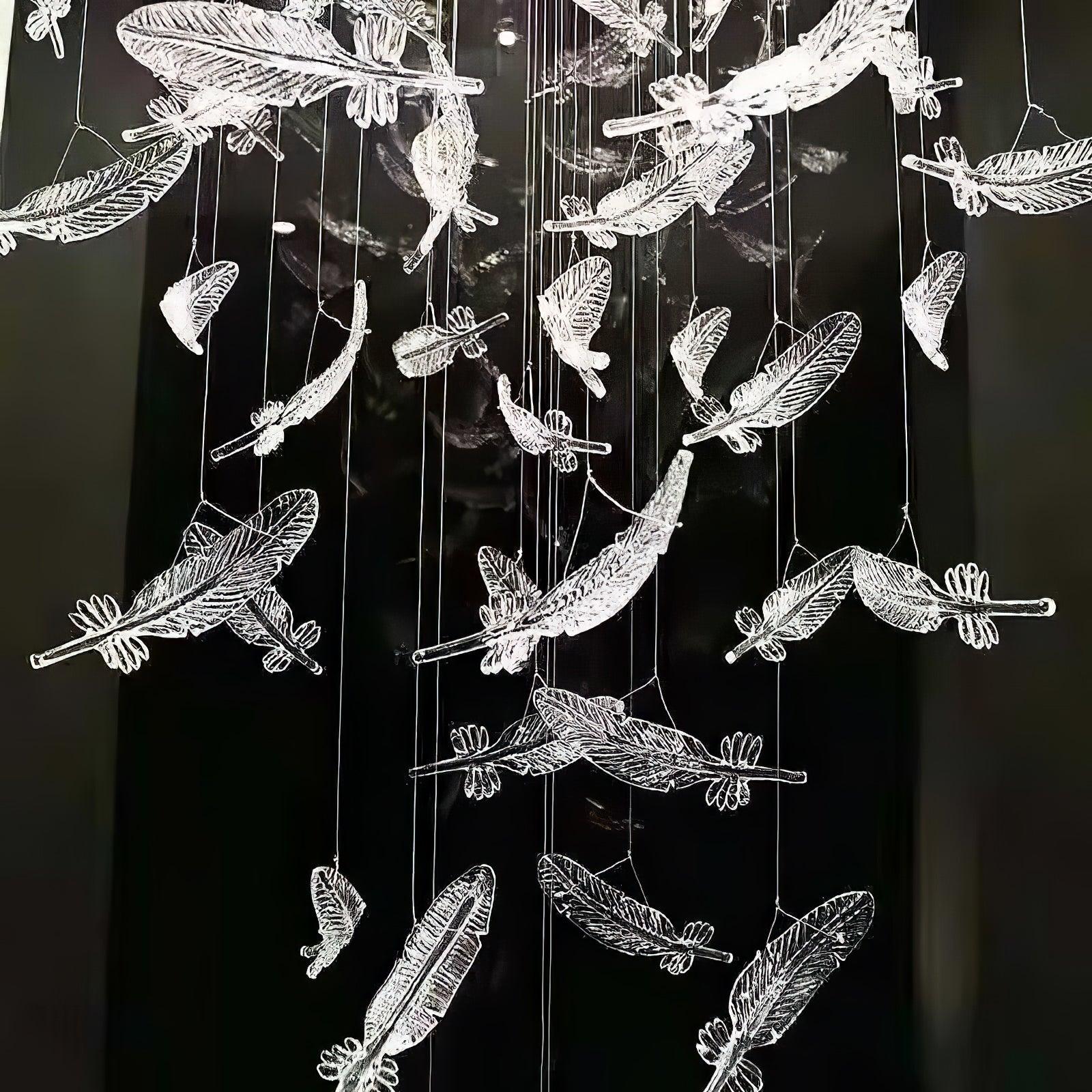 Galaxy Glass Feathers Flying Chandelier