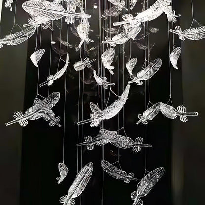 Galaxy Glass Feathers Flying Chandelier