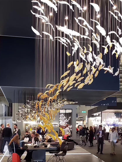 Galaxy Glass Feathers Flying Chandelier