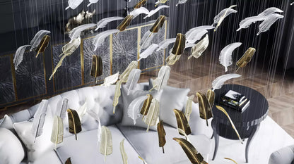 Galaxy Glass Feathers Flying Chandelier