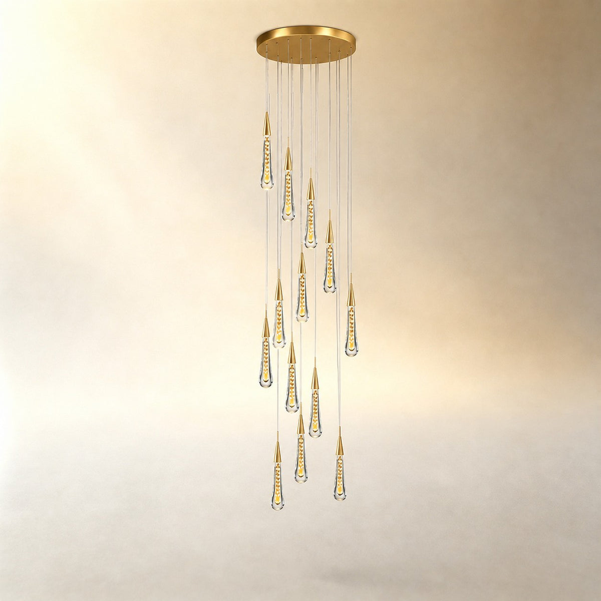 Gold Chandelier Pendant Light Hanging Aluminum LED Fixture