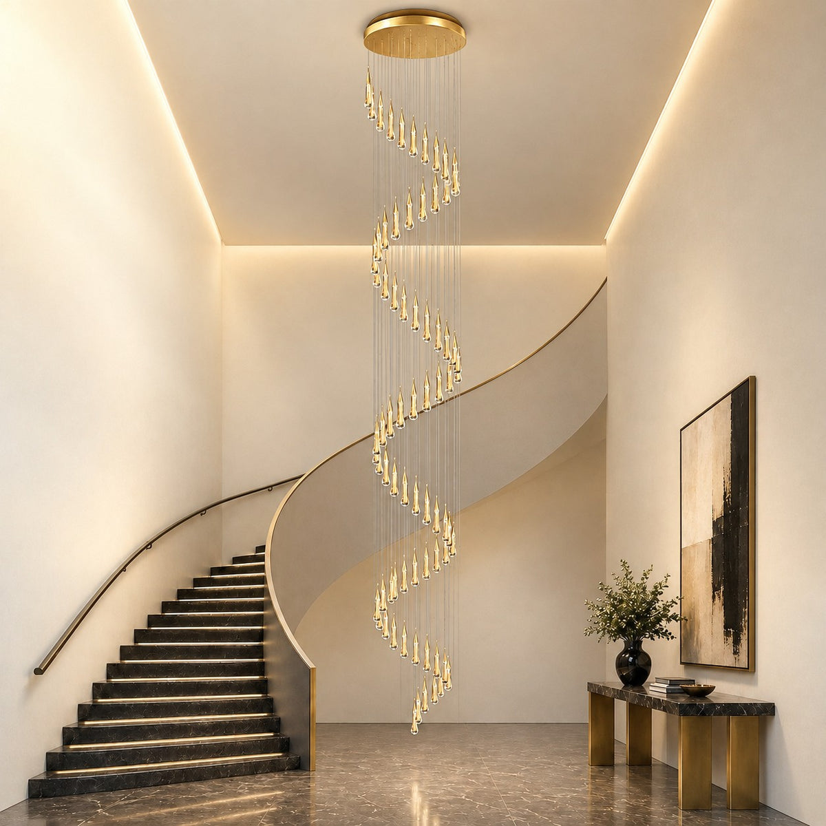 Gold Chandelier Pendant Light Hanging Aluminum LED Fixture
