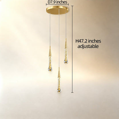 Gold Chandelier Pendant Light Hanging Aluminum LED Fixture