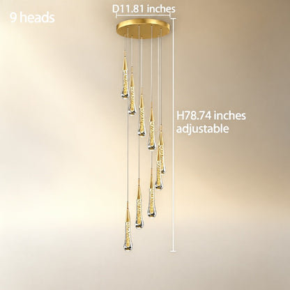 Gold Chandelier Pendant Light Hanging Aluminum LED Fixture