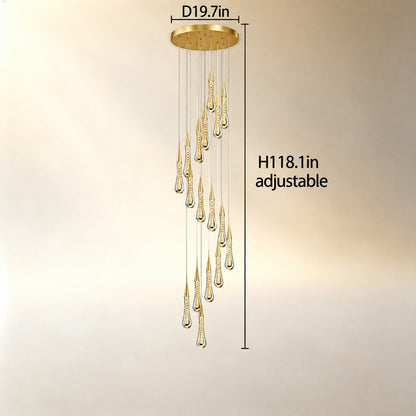 Gold Chandelier Pendant Light Hanging Aluminum LED Fixture