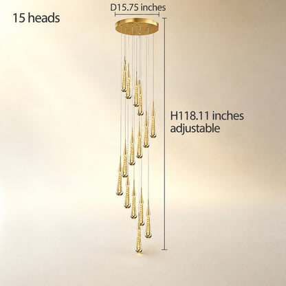 Gold Chandelier Pendant Light Hanging Aluminum LED Fixture