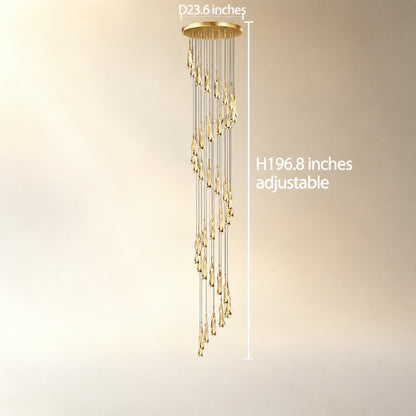 Gold Chandelier Pendant Light Hanging Aluminum LED Fixture