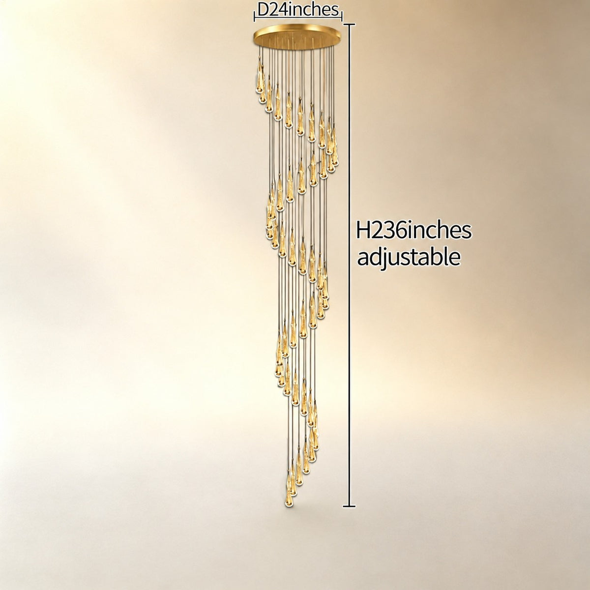 Gold Chandelier Pendant Light Hanging Aluminum LED Fixture