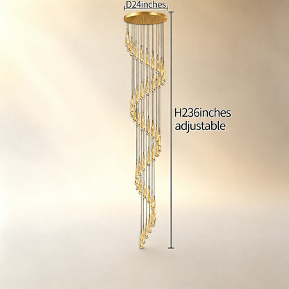 Gold Chandelier Pendant Light Hanging Aluminum LED Fixture