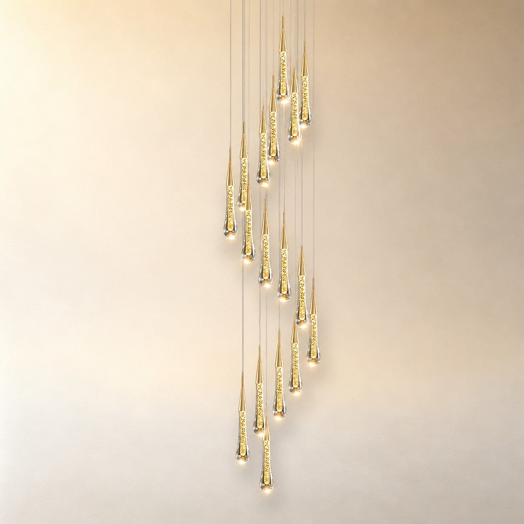 Gold Chandelier Pendant Light Hanging Aluminum LED Fixture