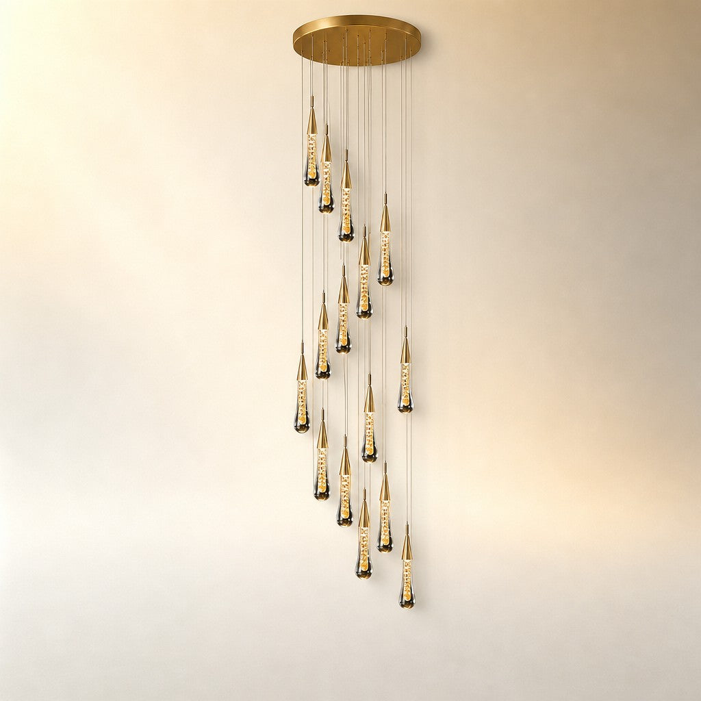 Gold Chandelier Pendant Light Hanging Aluminum LED Fixture