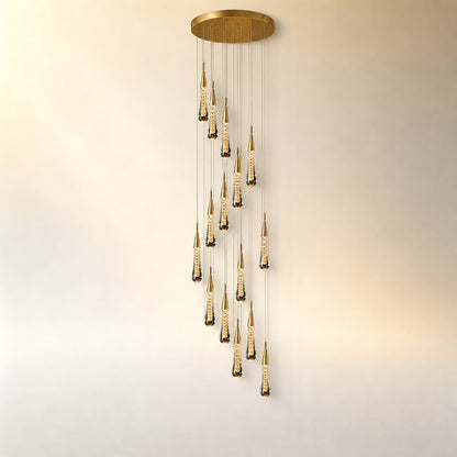 Gold Chandelier Pendant Light Hanging Aluminum LED Fixture