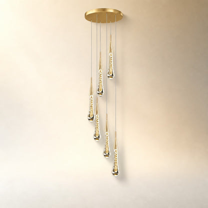 Gold Chandelier Pendant Light Hanging Aluminum LED Fixture