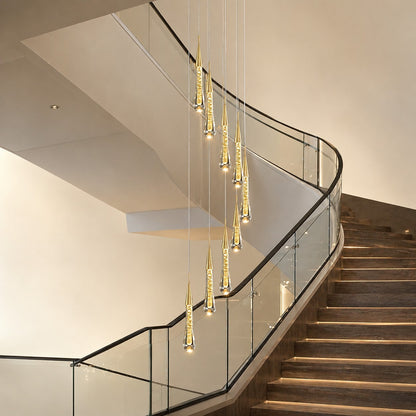 Gold Chandelier Pendant Light Hanging Aluminum LED Fixture